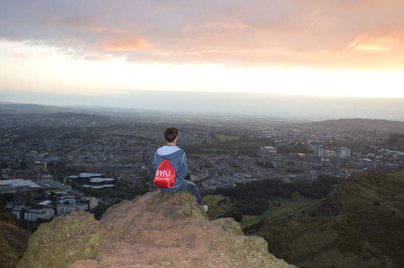 Andrew looks over Edinburgh from Arthur's Seat